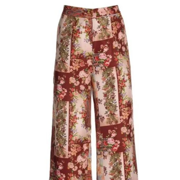 New S BOSTON PROPER Patchwork Print High Waist Palazzo Pant Wide Leg Straight - Picture 5 of 6